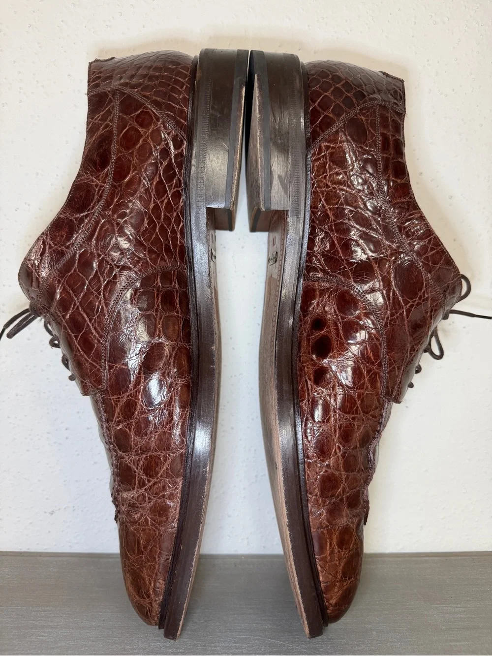 Mezlan Genuine Crocodile Leather Derby Dress Shoes Men’s Size 17M Made In Spain